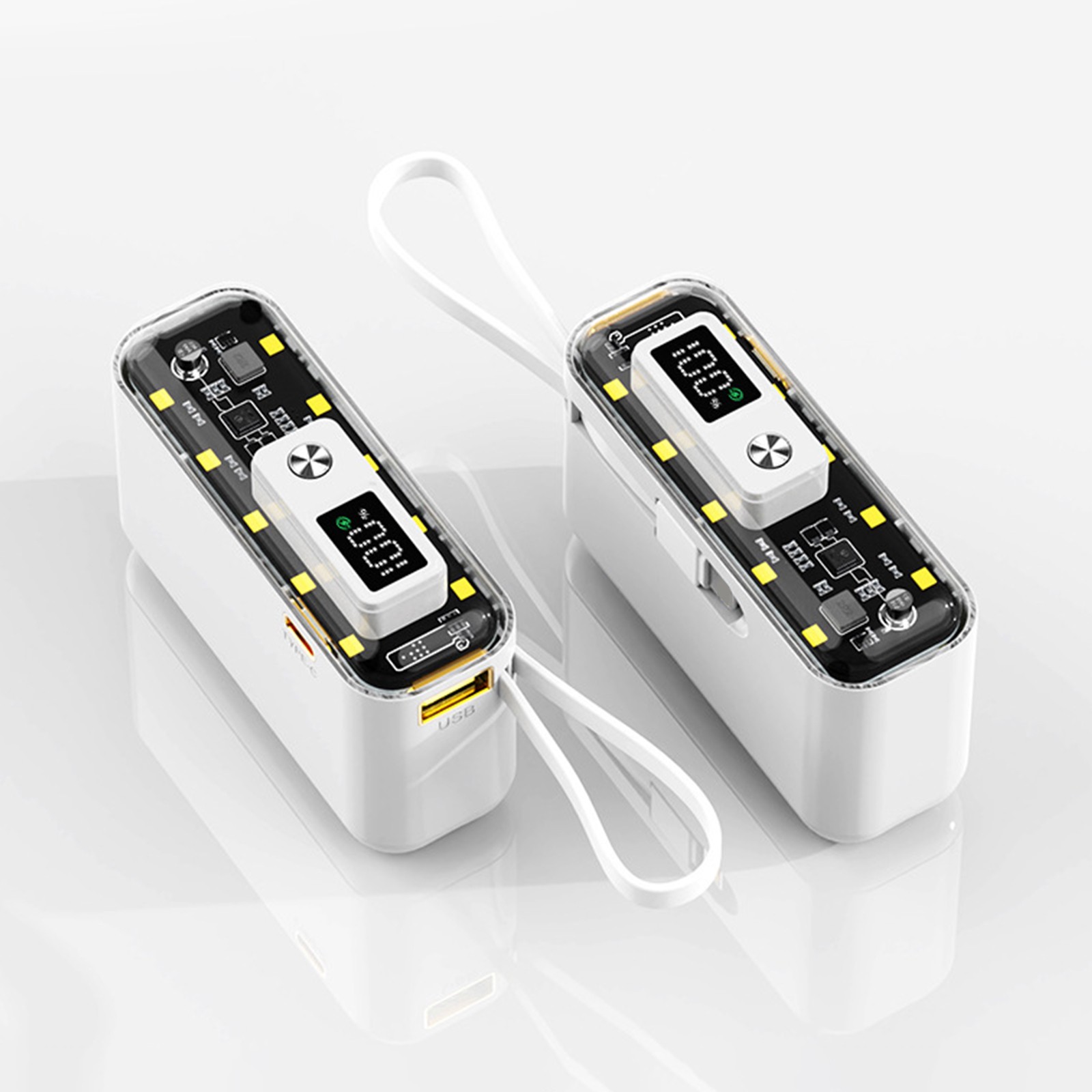 Sokhug New Fast Charging PD22.5W Mini 20000 MAh with Cable Transparent Cell Phone Charging Treasure Mobile Power